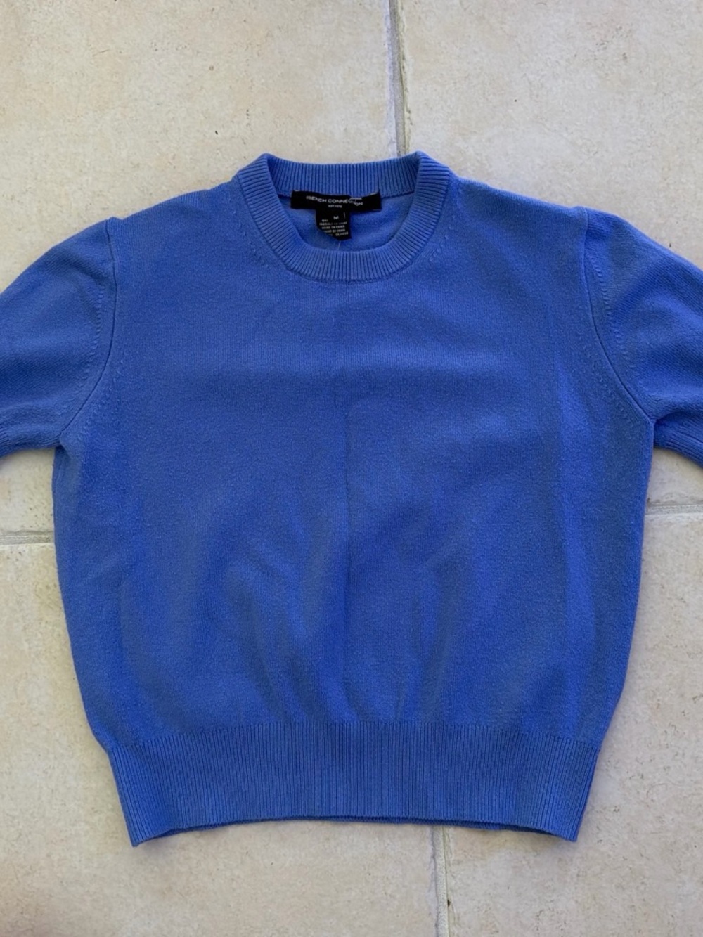 French Connection Royal Blue Short-Sleeve Crewneck Sweater